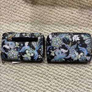 Floral Black and Blue Wallet Set